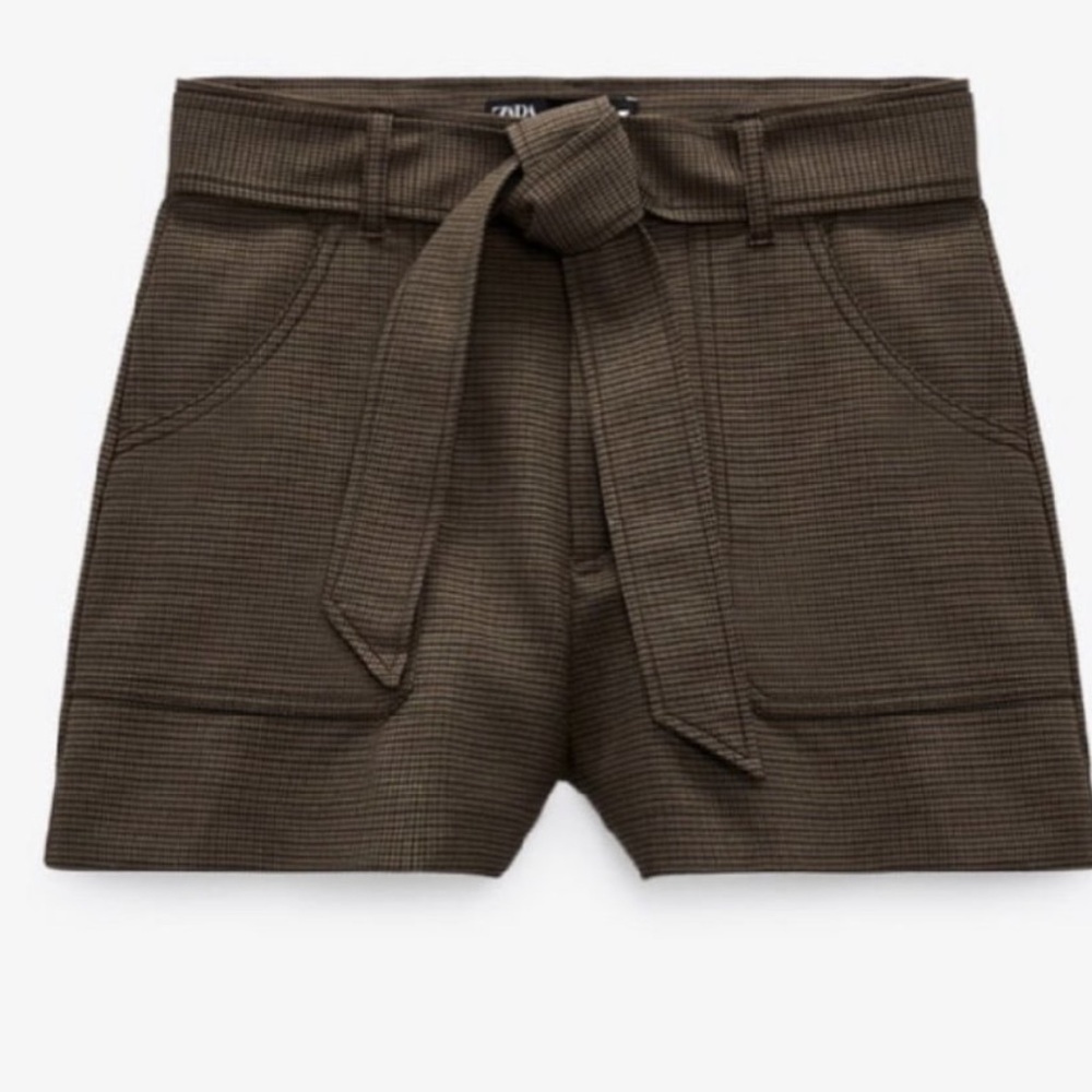 (NWT) Zara Checker Plaid High Waist Shorts